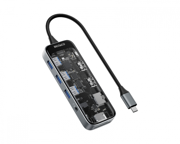 Deltaco Transparent USB Dockningsstation - 10 porter