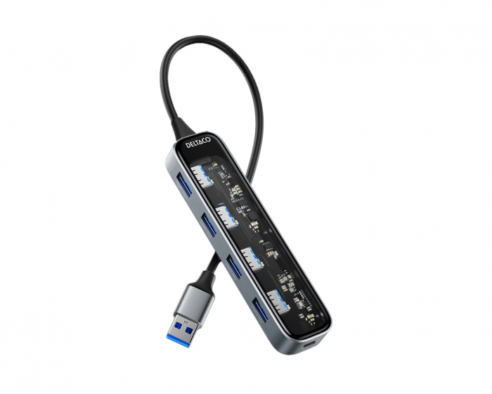 Deltaco Transparent USB Dockningsstation - 5 porter 