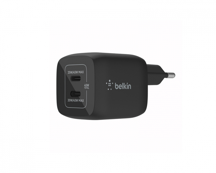 Belkin Boost Charge 45W USB-C Vegglader - 2-port - Svart