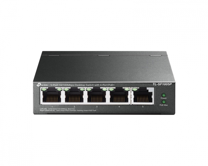 TP-Link SG1005P Metall Nettverk Switch 5-Ports Unmanaged (4-PoE), 10/100/1000Mbps