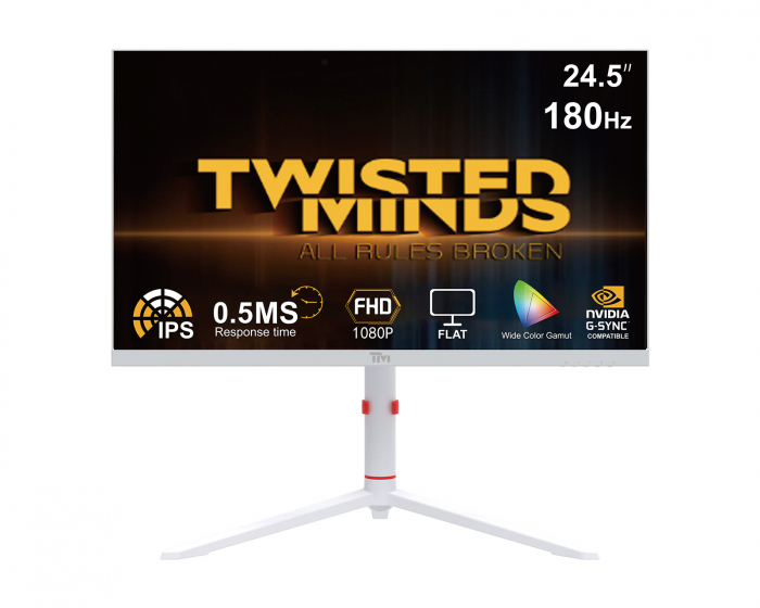 Twisted Minds Artic Pro Series 24” FHD, 180Hz, Fast IPS, 0.5ms Gamingskjerm