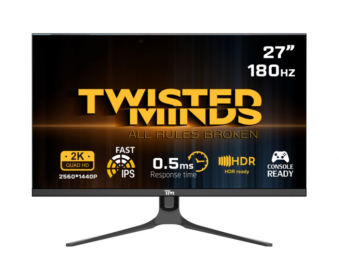 Twisted Minds Blaze Series 27” QHD, 180Hz, Fast IPS, 0.5ms, HDR400 Gamingskjerm