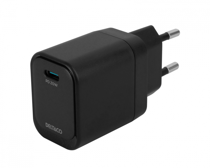 Deltaco 20W USB-C Vegglader - Svart