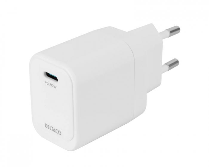 Deltaco 20W USB-C Vegglader - Hvit