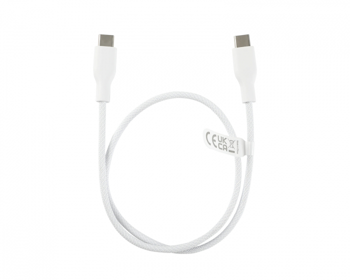 Deltaco 60W USB-C til USB-C Ladekabel - Hvid - 0.5 m