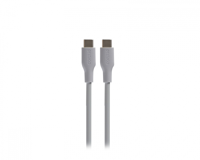 Deltaco USB-C Ladekabel 60W Silikon - Grå - 1,5m