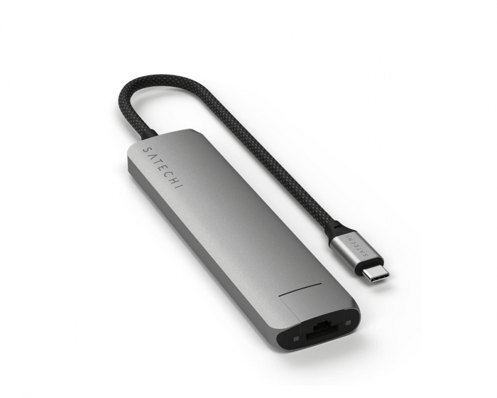 Satechi Satechi 7-i-1 USB-C Slim Multiport Adapter med Ethernet - Romgrå