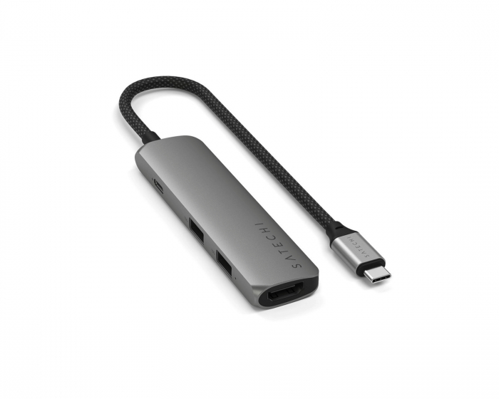 Satechi 6-in-1 USB-C Slim Multiport Adapter 4K HDMI - Romgrå