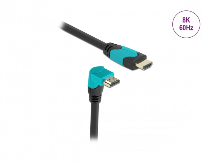 Delock High Speed HDMI-kabel 2.1 Nedovervinklet - Svart - 2m (DEMO)