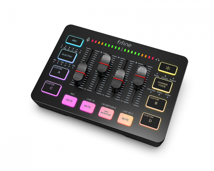 Fifine AMPLIGAME SC3 Gaming USB Mixer - Miksebord for Streaming & Podkast (DEMO)